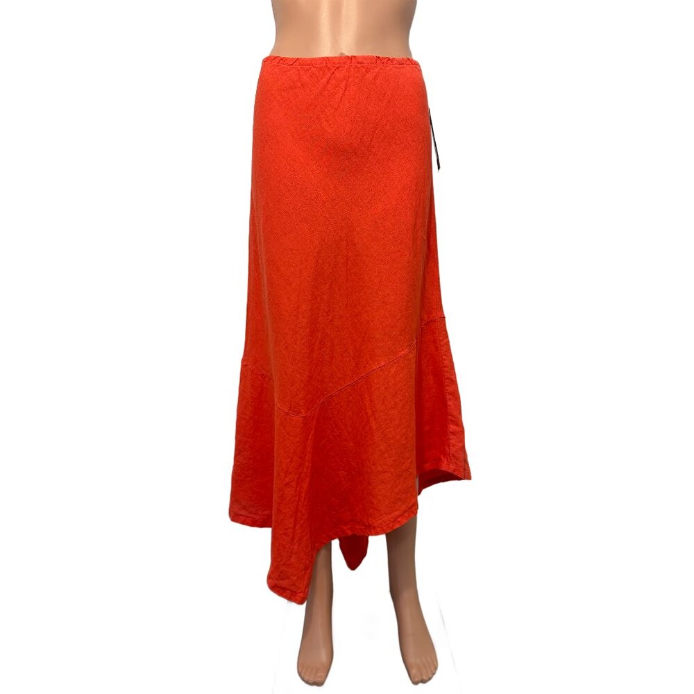 NWT Bryn Walker Tangerine Orange Linen A-Line Pull-On Skirt Women’s Small